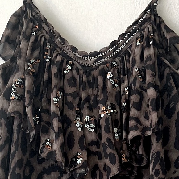 Rapsodia Boho Leopard Print Dress with Sequin and Ruffle Detail - Picture 3 of 3